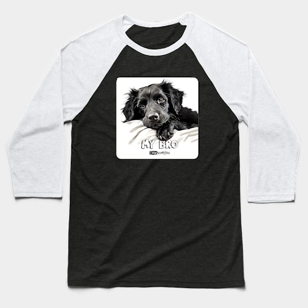 Black Dog Baseball T-Shirt by Inktestine